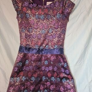 American Girl Purple Floral Jacquard Party Dress